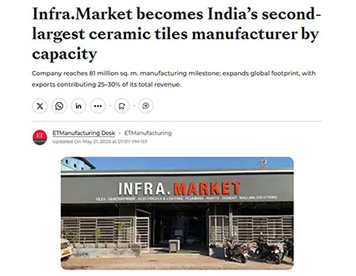 Infra.Market becomes India’s second-largest ceramic tiles manufacturer by capacity