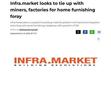 Infra.Market looks to tie up with miners, factories for home furnishing foray 