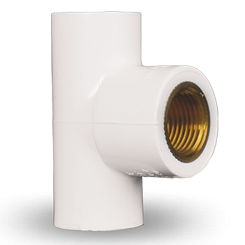 BRASS REDUCING FEMALE THREADED TEE - SCH 80